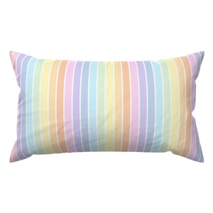 Candy Stripe Accent Pillow - Pastel Rainbow by littlebettymakes - Pastel Whimsical Fun Cute Rectangle Lumbar Throw Pillow by Spoonflower