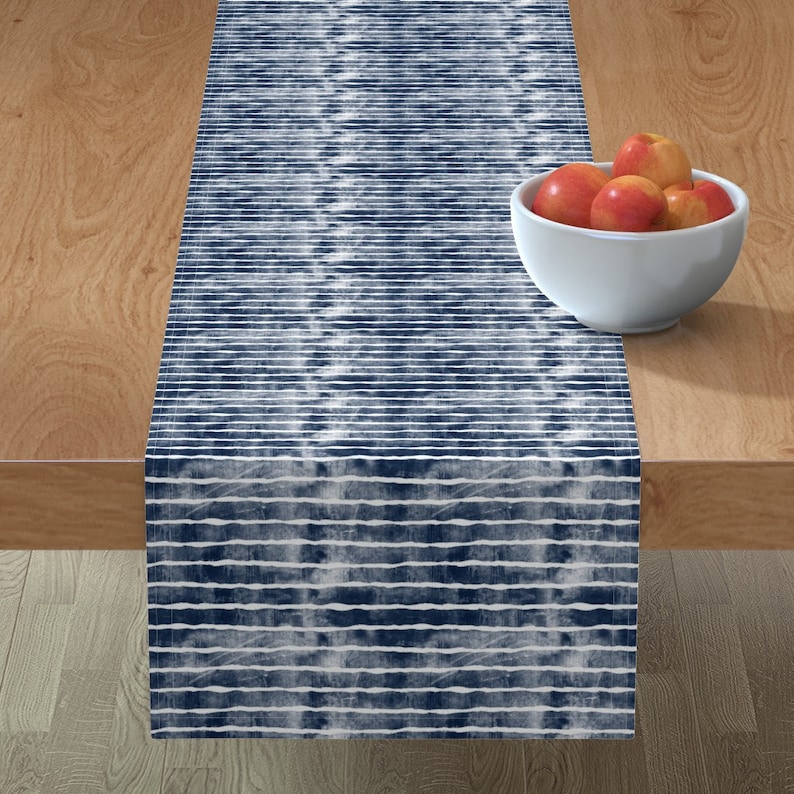 4th Of July Cotton Sateen Table Runner by Spoonflower Blue Stripes Table Runner Distressed Navy Stripes by littlearrowdesign