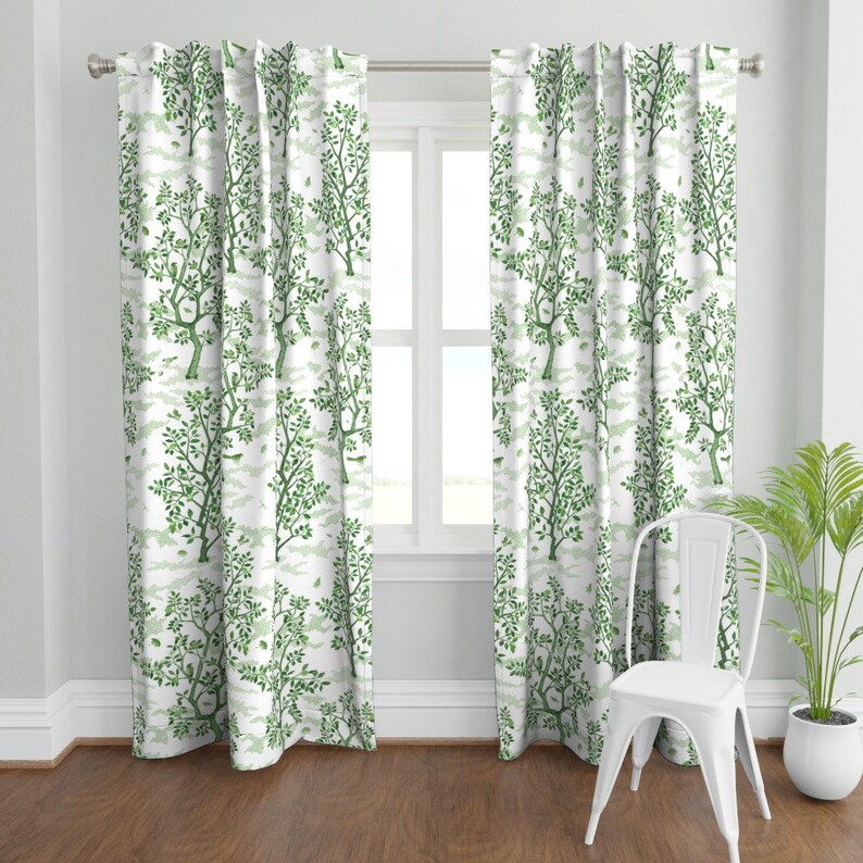 Toile Trees Curtain Panel Citrus Grove by Danika_herrick - Etsy