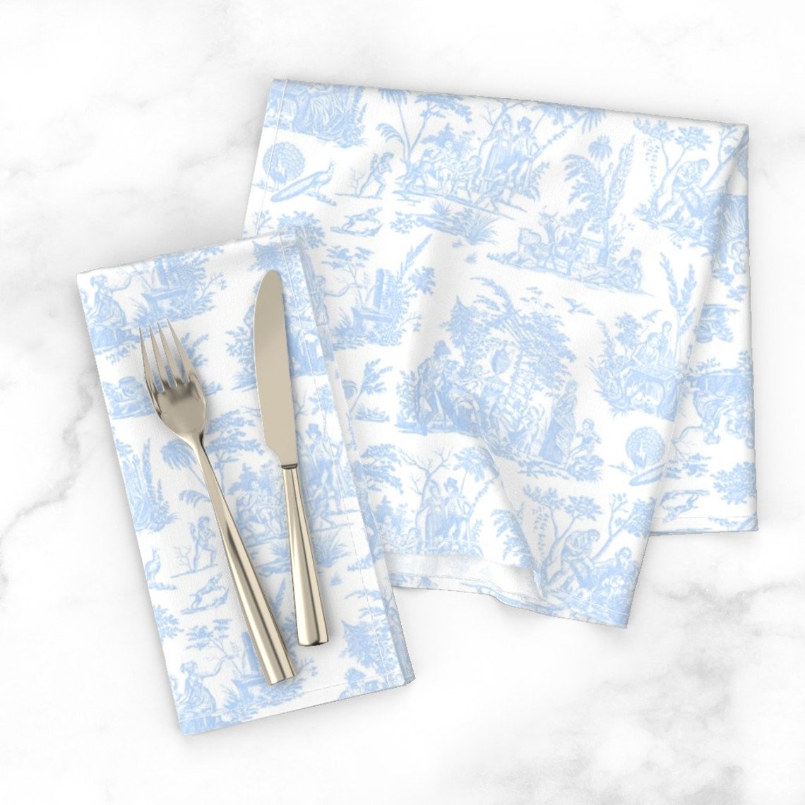 Baby Blue Toile Dinner Napkins set of 2 Marseilles Toile Etsy