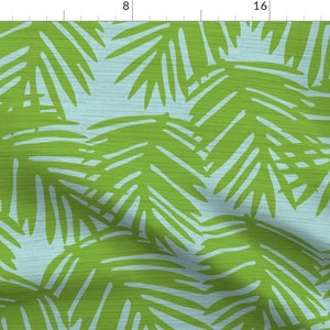 Palm Leaves Tea Towels Set of 2 Palm Green by willowlanetextiles Tropical Foliage Faux Textured Linen Cotton Tea Towels by Spoonflower image 3