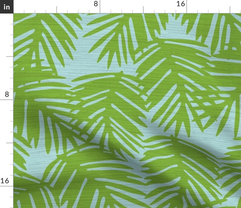 Palm Leaves Tea Towels Set of 2 Palm Green by willowlanetextiles Tropical Foliage Faux Textured Linen Cotton Tea Towels by Spoonflower image 3