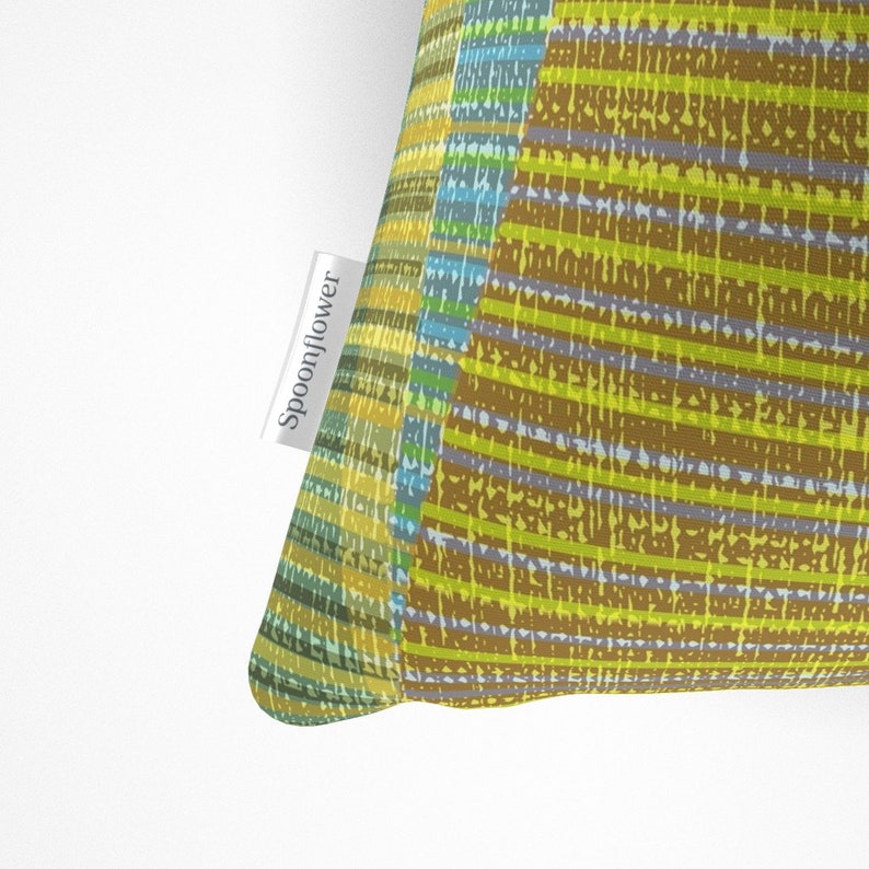 Mid Century Modern Throw Pillow Olive Lines by theodesign Olive Green Aqua Retro 1960s Decorative Square Throw Pillow by Spoonflower image 5