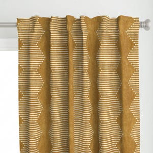 Geometric Chevrons Curtain Panel - Diamond Mudcloth by littlearrowdecor - Mustard Gold Weathered Custom Curtain Panel by Spoonflower