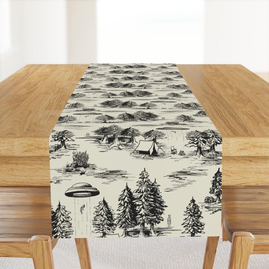 Alien Toile Table Runner - Alien Abduction Toile De Jouy by ...