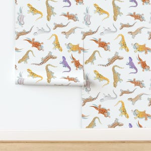 Reptile Non-Pasted Wallpaper Animals Pets Lizard Beardie Scaley - Bearded Dragon Scatter On White by stormslegacy Wallpaper by Spoonflower