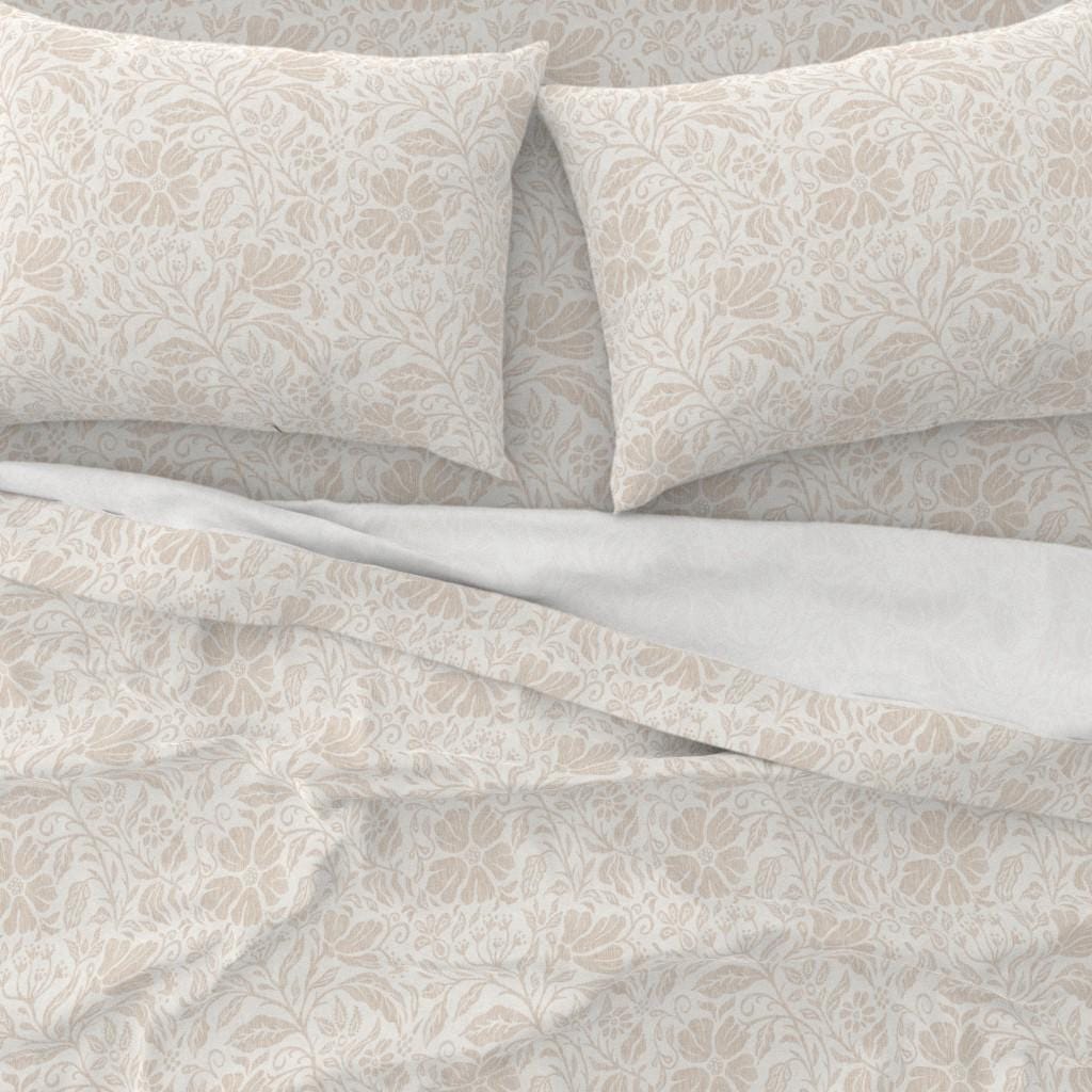 Neutral Beige Floral Sheets - Floral Neutral Beige by Lolahstudio ...