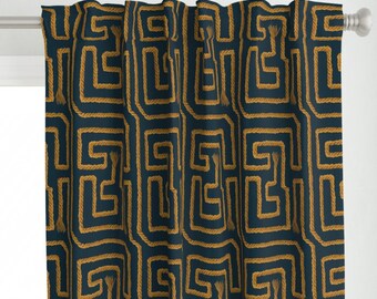 Masculine Nautical Curtain Panel - Large Rope by bold_and_brash - Dark Navy Knots Coastal Moody Office  Custom Curtain Panel by Spoonflower