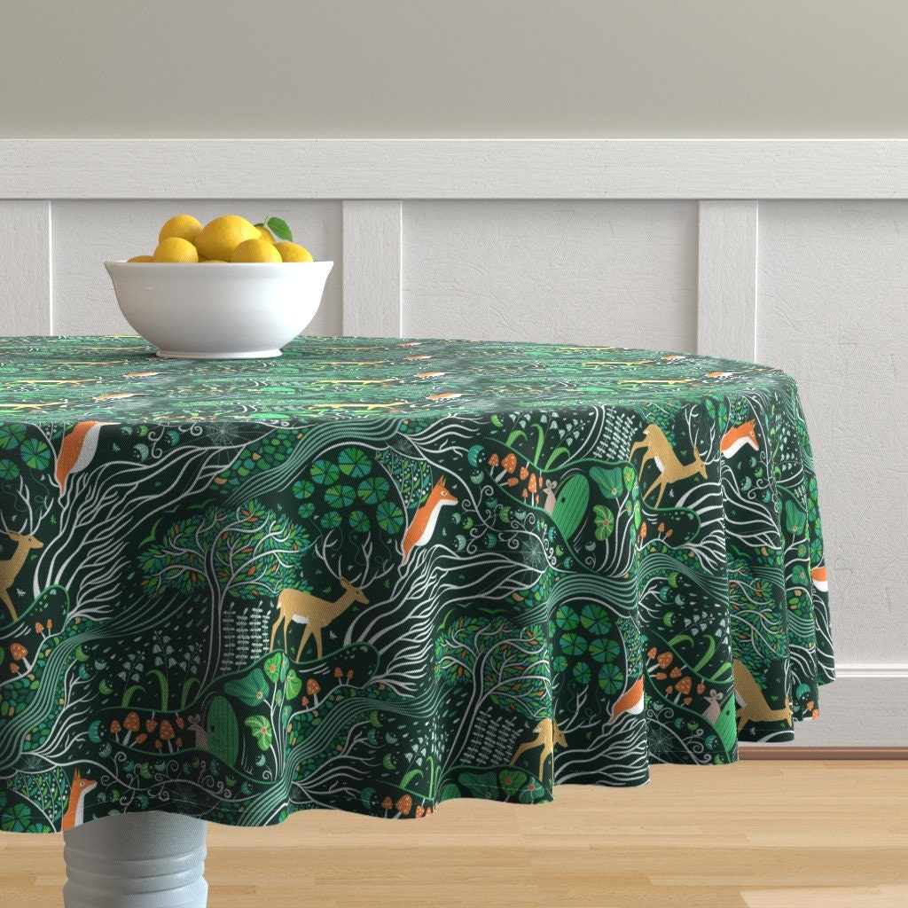 Woodland Round Tablecloth Magic Forest by avisnana Forest Etsy