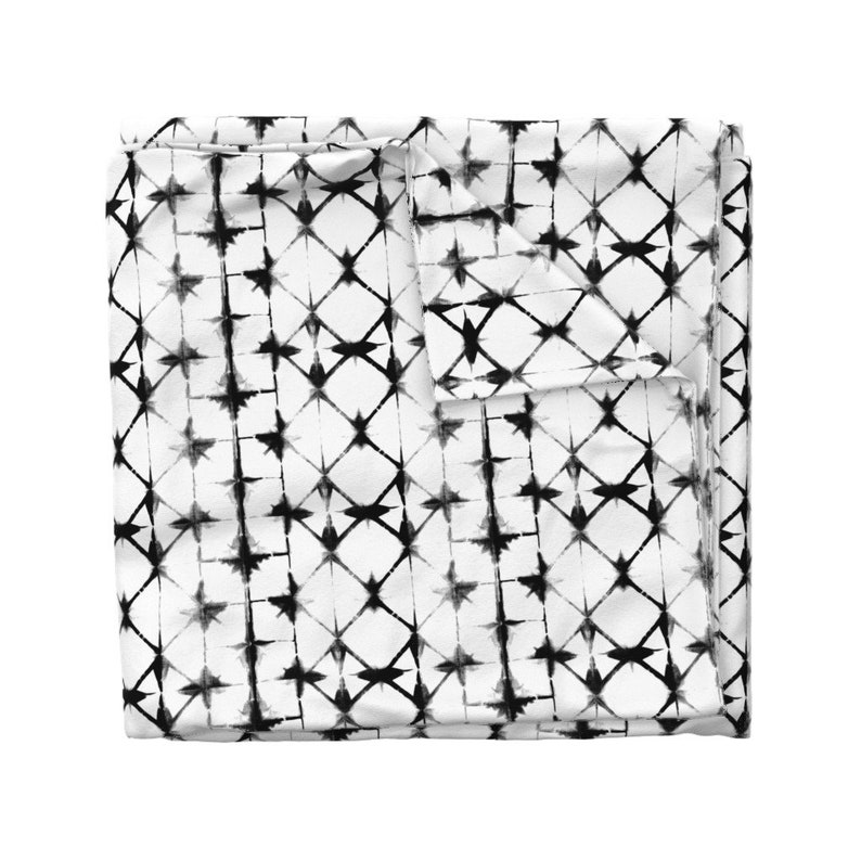 Boho Duvet Cover Shibori 13 Black & White by Jillbyers Etsy