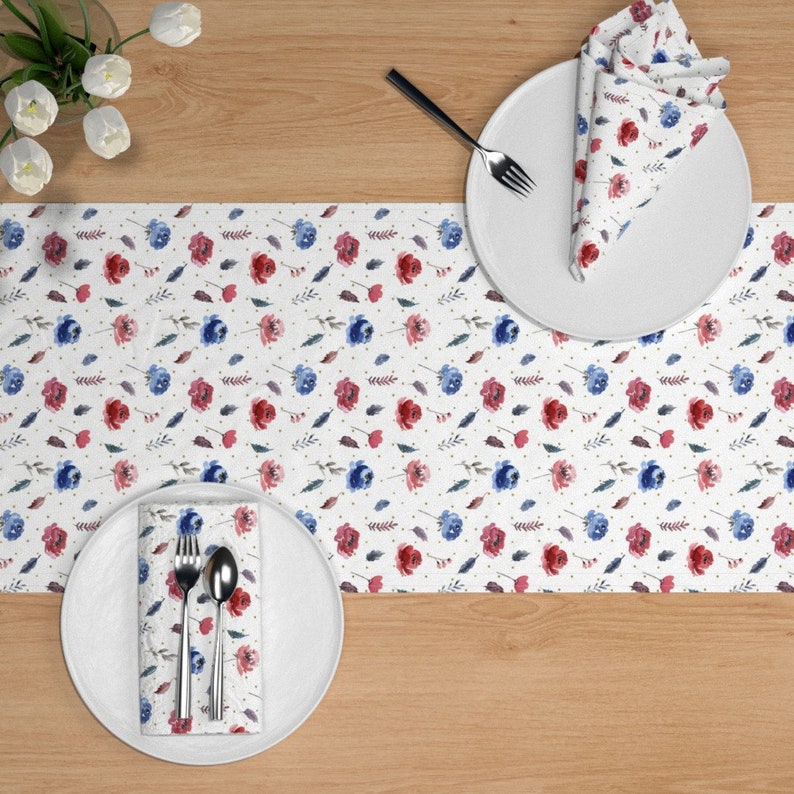 American Glory Flowers by hipkiddesigns Patriotic Floral America Cotton Sateen Table Runner by Spoonflower 4th Of July Table Runner