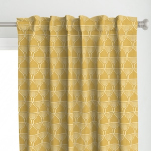 Boho Curtain Panel - Glass Half Full by scarlet_soleil - Minimalist Mustard Yellow Desert Abstract  Custom Curtain Panel by Spoonflower