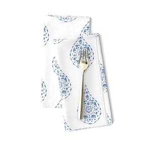 Floral Paisley Dinner Napkins (Set of 2) - Teardrop Blue Paisley by danika_herrick - Navy Watercolor Bohemian Cloth Napkins by Spoonflower
