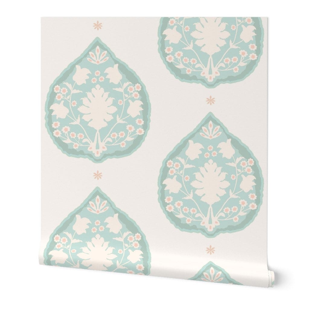 Mint Green Paisley Wallpaper Heritage Mint Boteh by Etsy