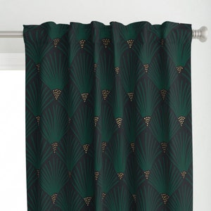 Art Deco Curtain Panel - Charleston Green by amy_maccready - Dark Emerald Glamorous Vintage Flapper Custom Curtain Panel by Spoonflower