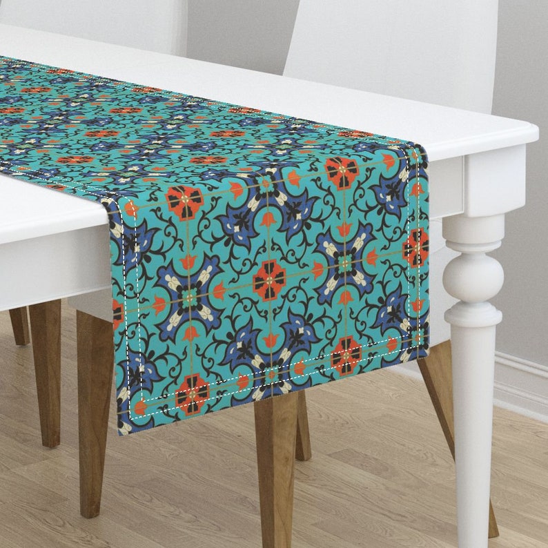 Spanish Style Table Runner Azulejos Antiguos 1a By Image 0