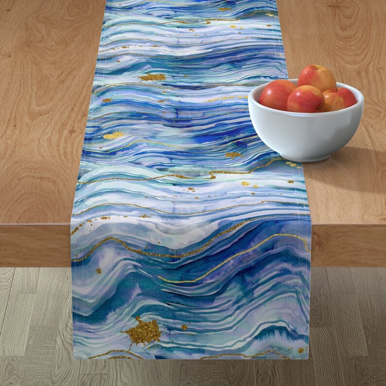 Home Decor Table Runner Blue and Green Geode by Etsy