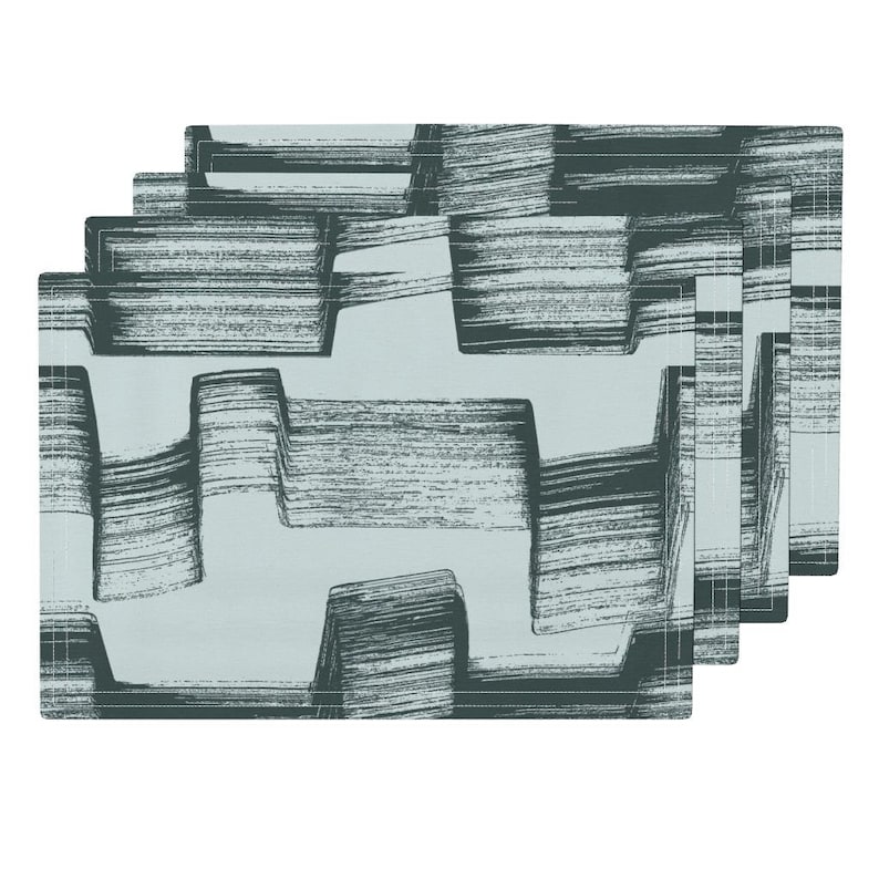 - Dry-brush-zag-slate by wren/_leyland Abstract Placemats Zigzag Cloth Placemats by Spoonflower Set of 4