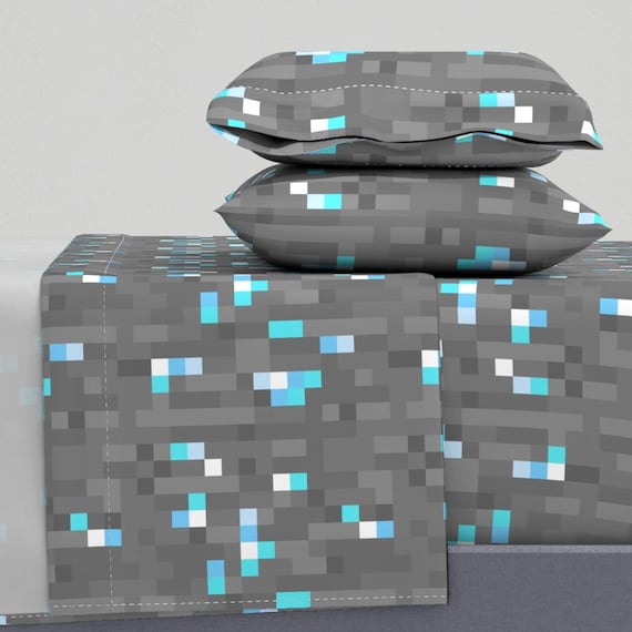 Video Game Sheets - 8-bit Block by wilsongraphics - 8 Bit Graphic Pixels Geometric Modern Cotton Sateen Sheet Set Bedding by Spoonflower