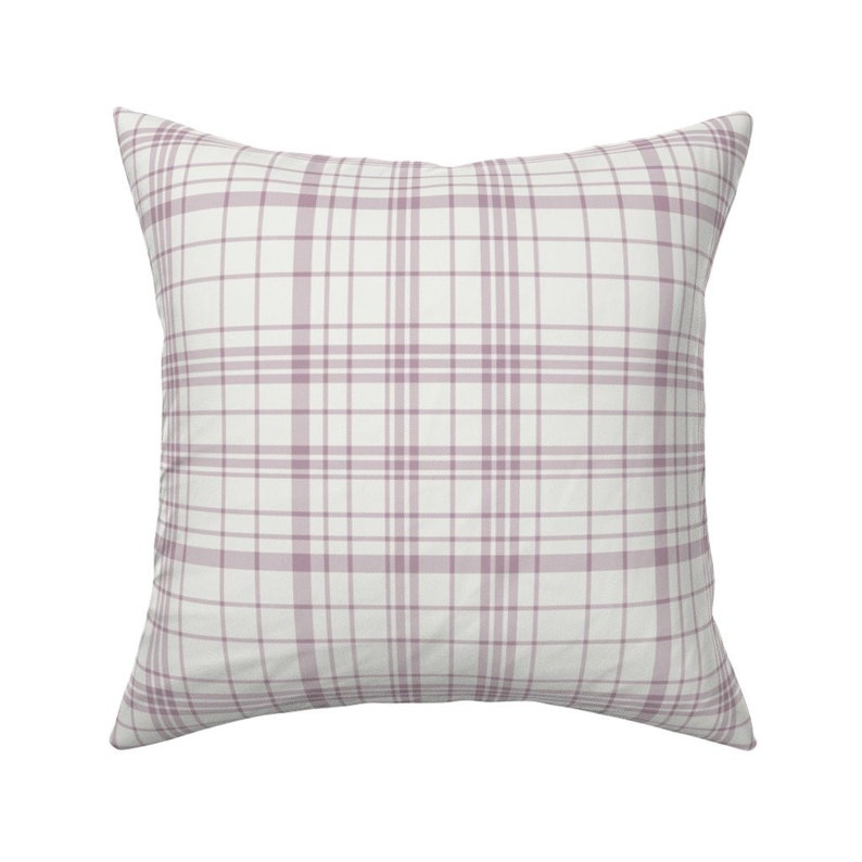 Vintage Mauve Plaid by charlottewinter Mauve Check Throw Pillow Pink Tartan Modern Cabin 18x18 Square Throw Pillow by Spoonflower