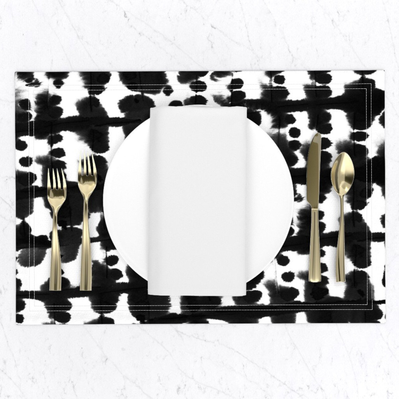 Black and White Placemats set of 2 Parallel Black Abstract Etsy