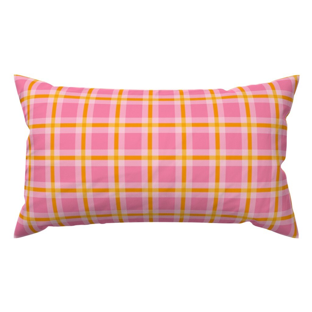 Pink plaid pillow new arrivals