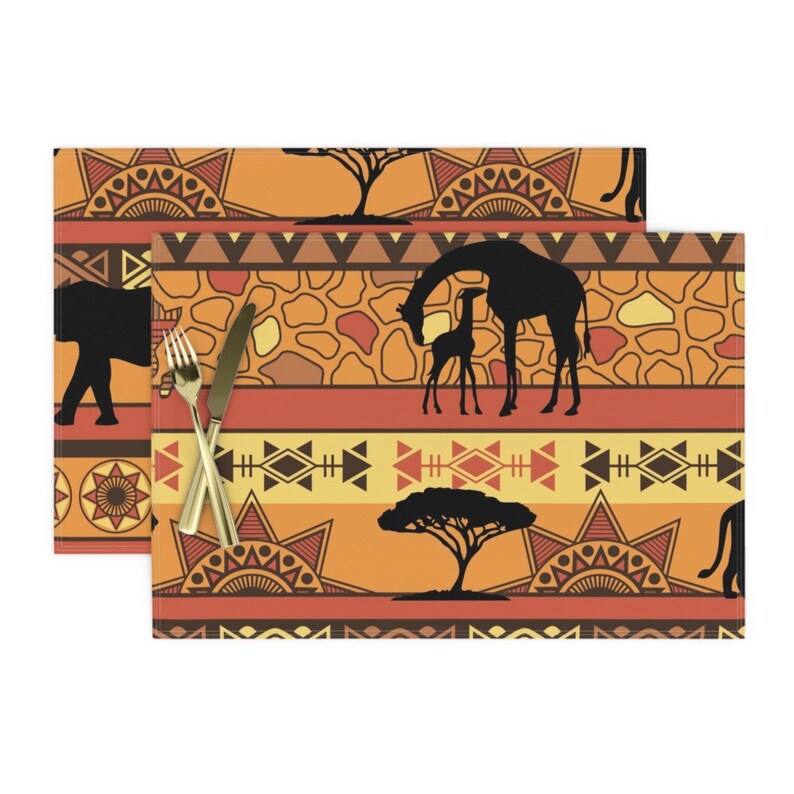 African Safari Placemats set of 2 Safari Isle Style by Etsy