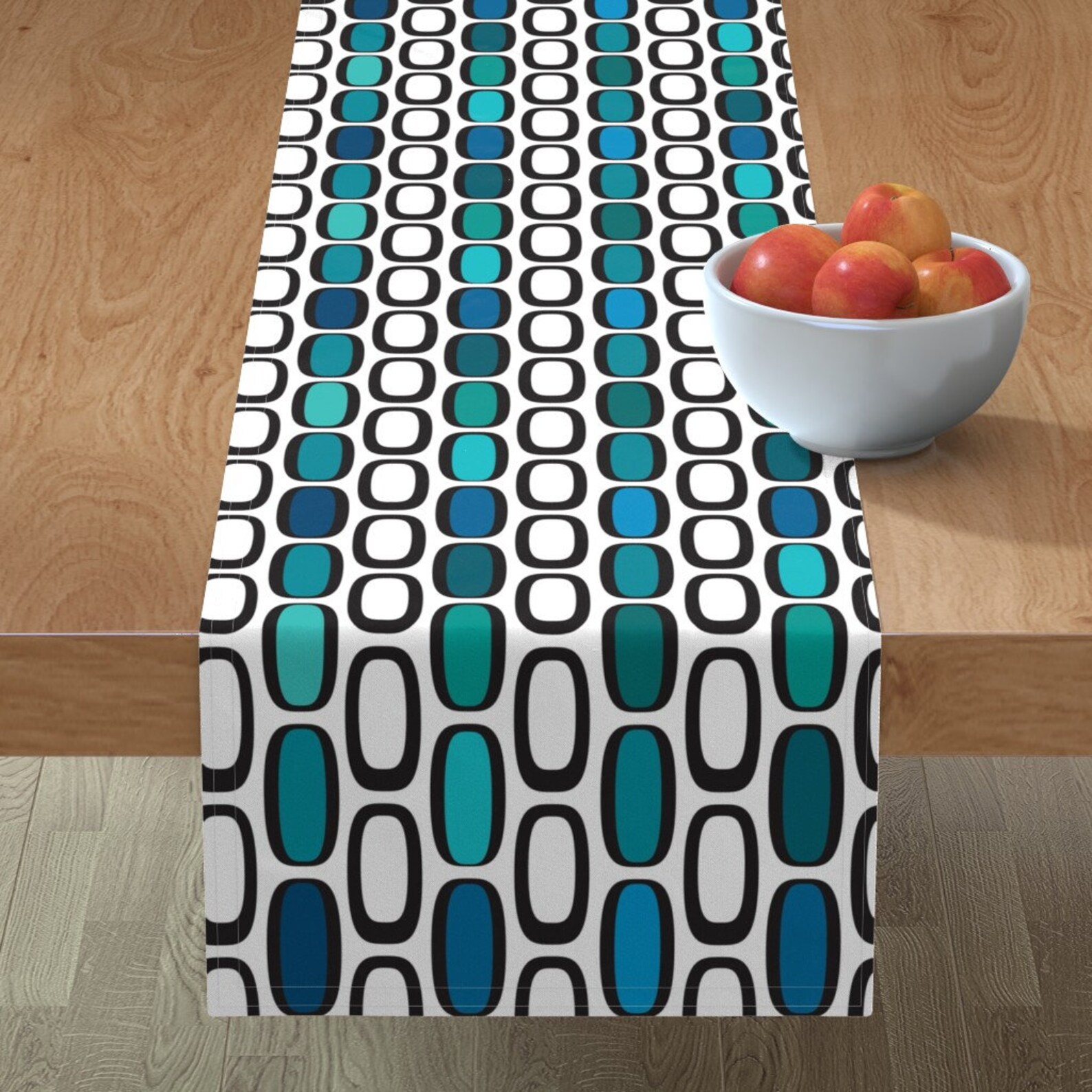 Mid Century Modern Table Runner Atomic Ovals Blue by Etsy