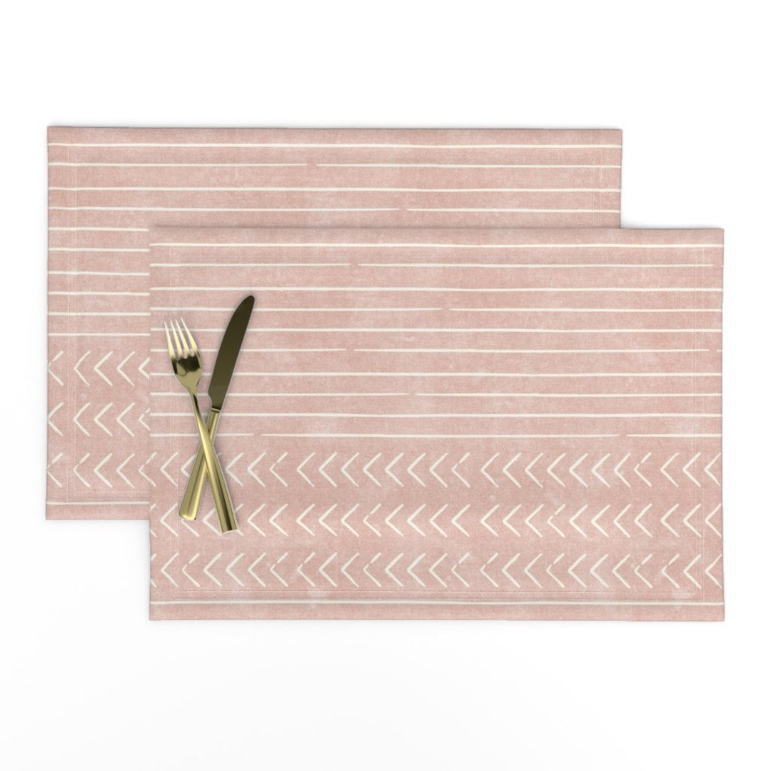 Blush Pink Placemats set of 2 Arrow Stripes Rose by Etsy