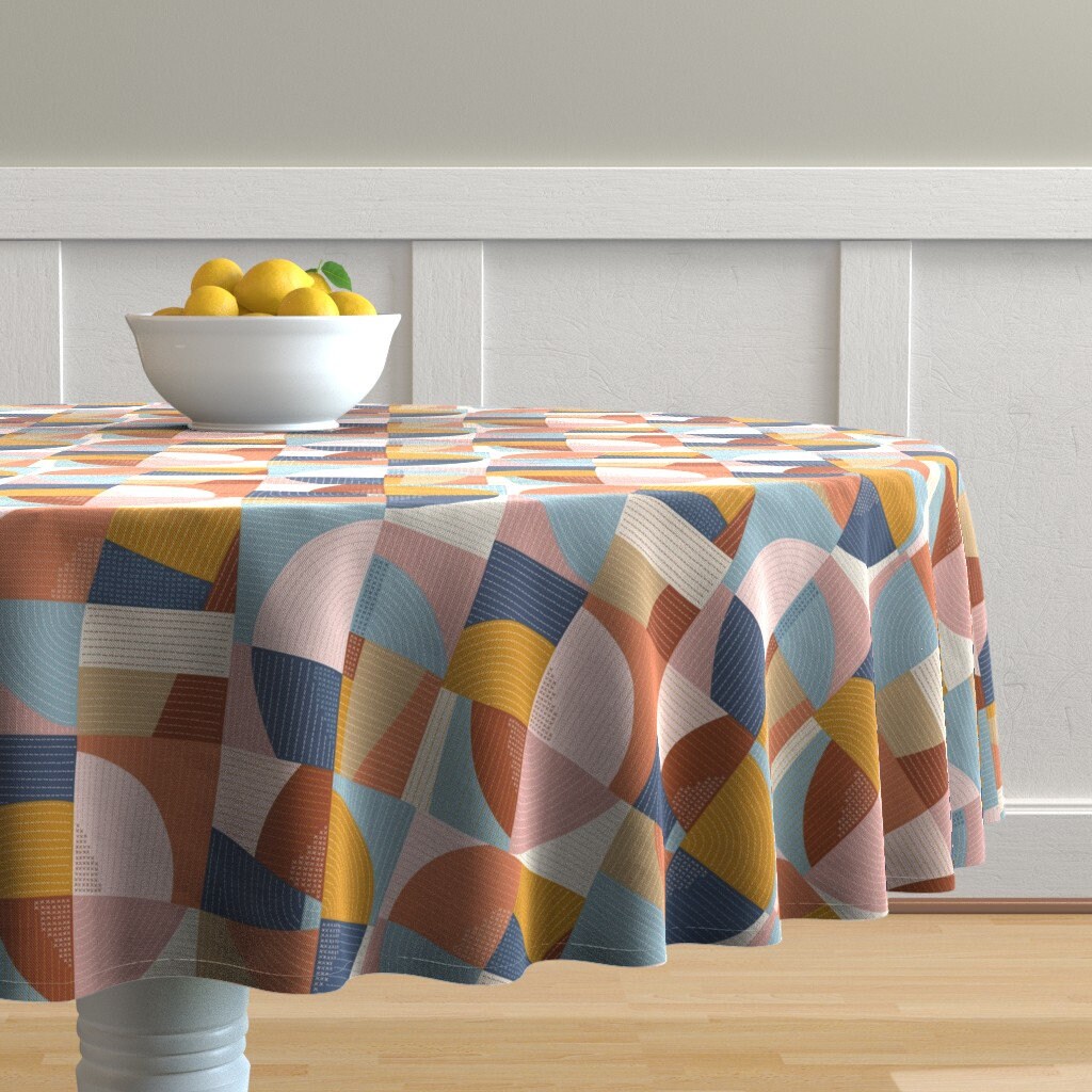 Retro Moderne Runde Tischdecke Moderner Patchwork Quilt von | Etsy