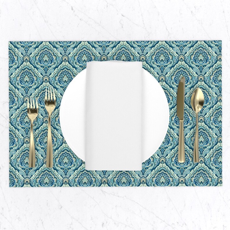 Damask Placemats set of 2 Paisley Damask by Barbarapixton Etsy