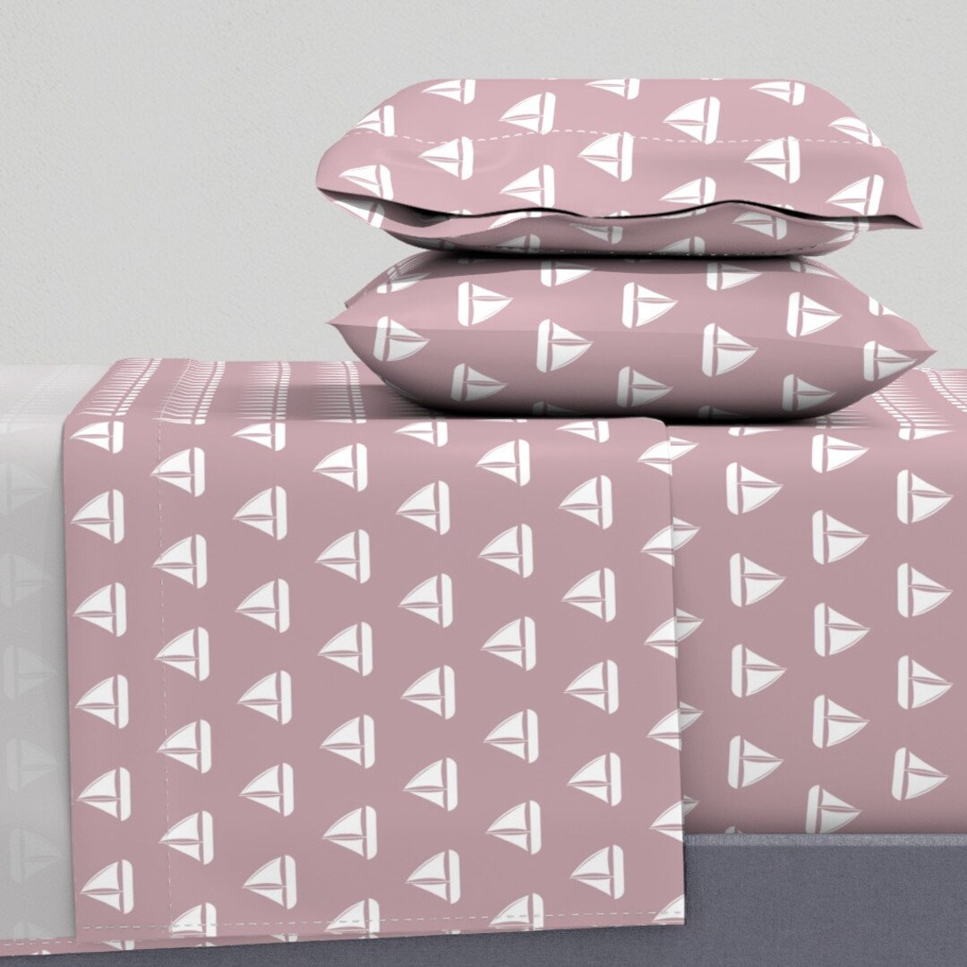 White Sailboats Sheets Mauve Sailboats by Littlearrowdesign Mauve