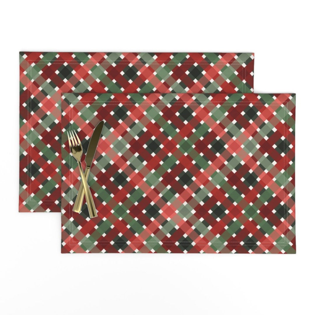 Winter Holiday Placemats set of 2 Christmas Plaid by Etsy