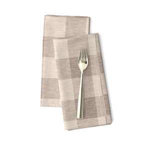 Plaid Dinner Napkins (Set of 2) - 2 Buffalo Check Light Brown by sugarpinedesign - Modern Gingham Stripes Cloth Napkins by Spoonflower