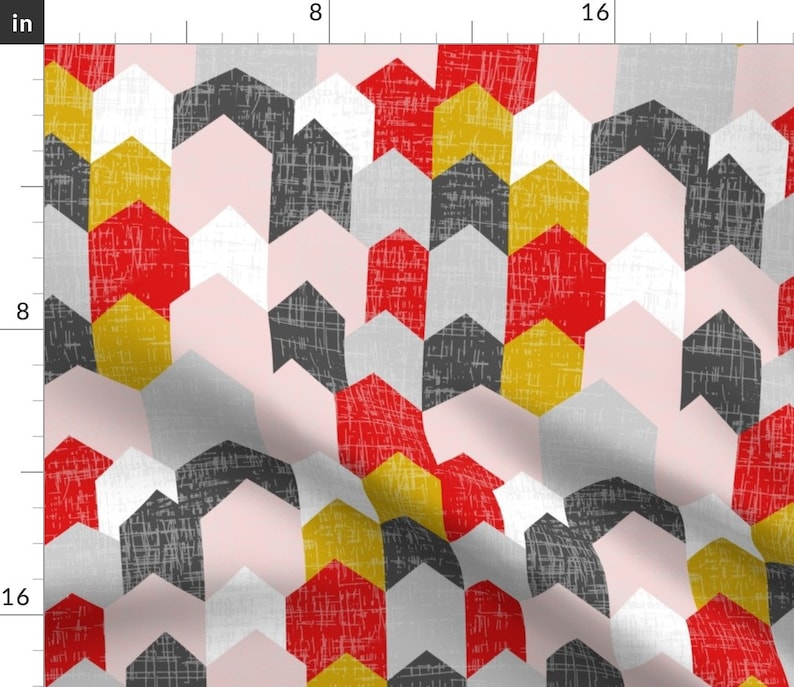 Houses Table Runner City Village Geometric Chevron Pink Cotton Sateen Table Runner by Spoonflower Bauhaus Haus by mrshervi
