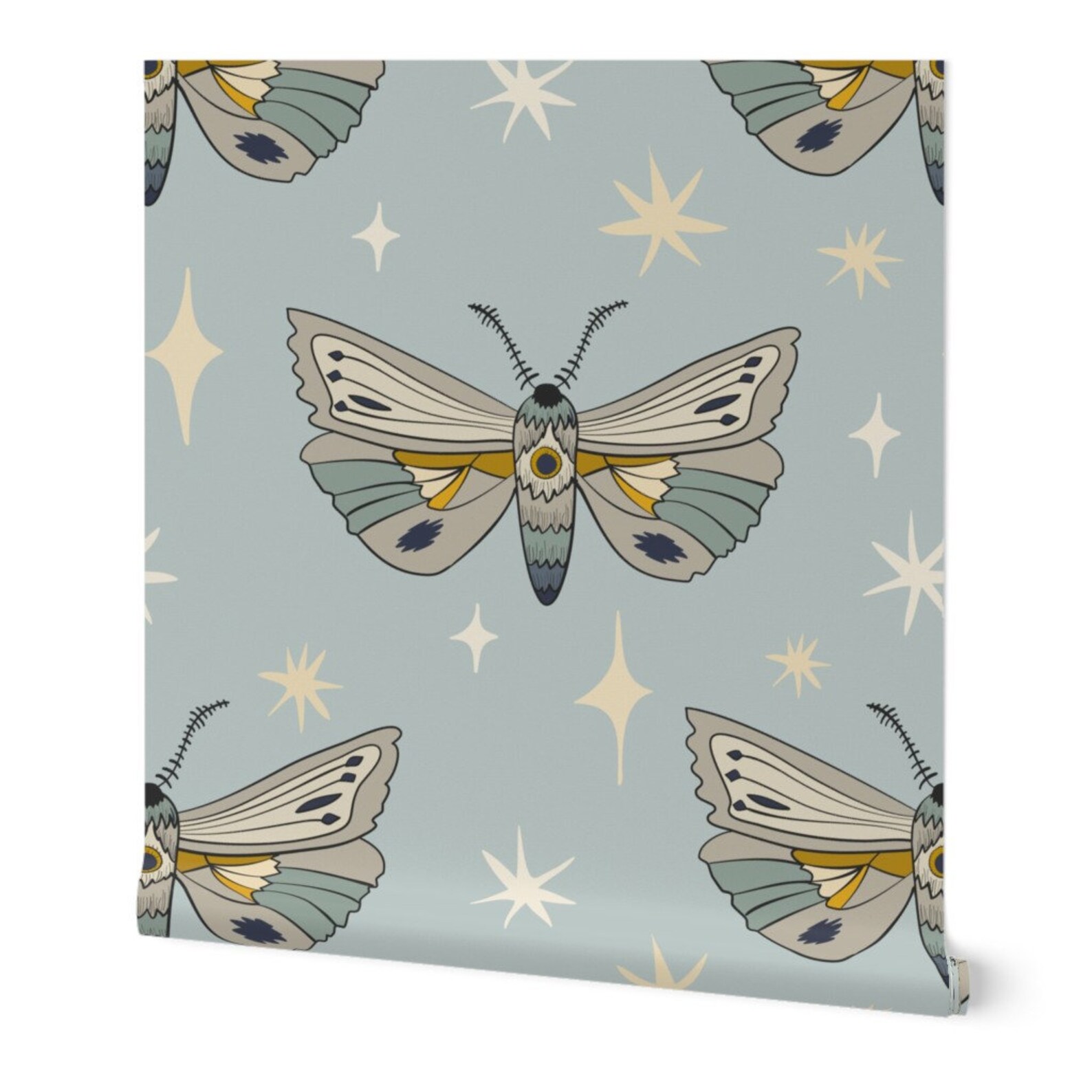 Soft Pastel Moths Wallpaper Moths Blue by Fernlesliestudio - Etsy