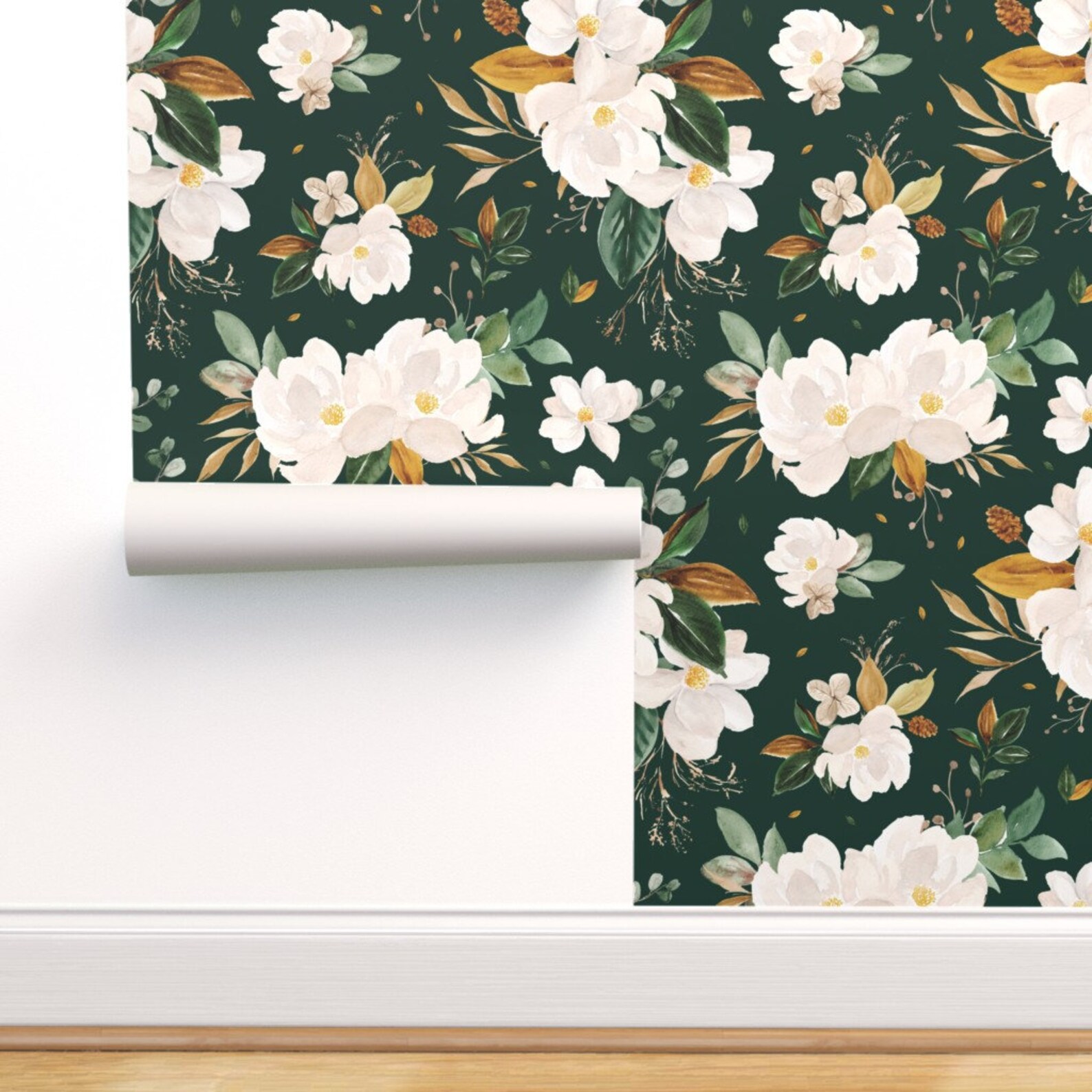 Large Scale Floral Wallpaper Gold Magnolia Floral by Etsy