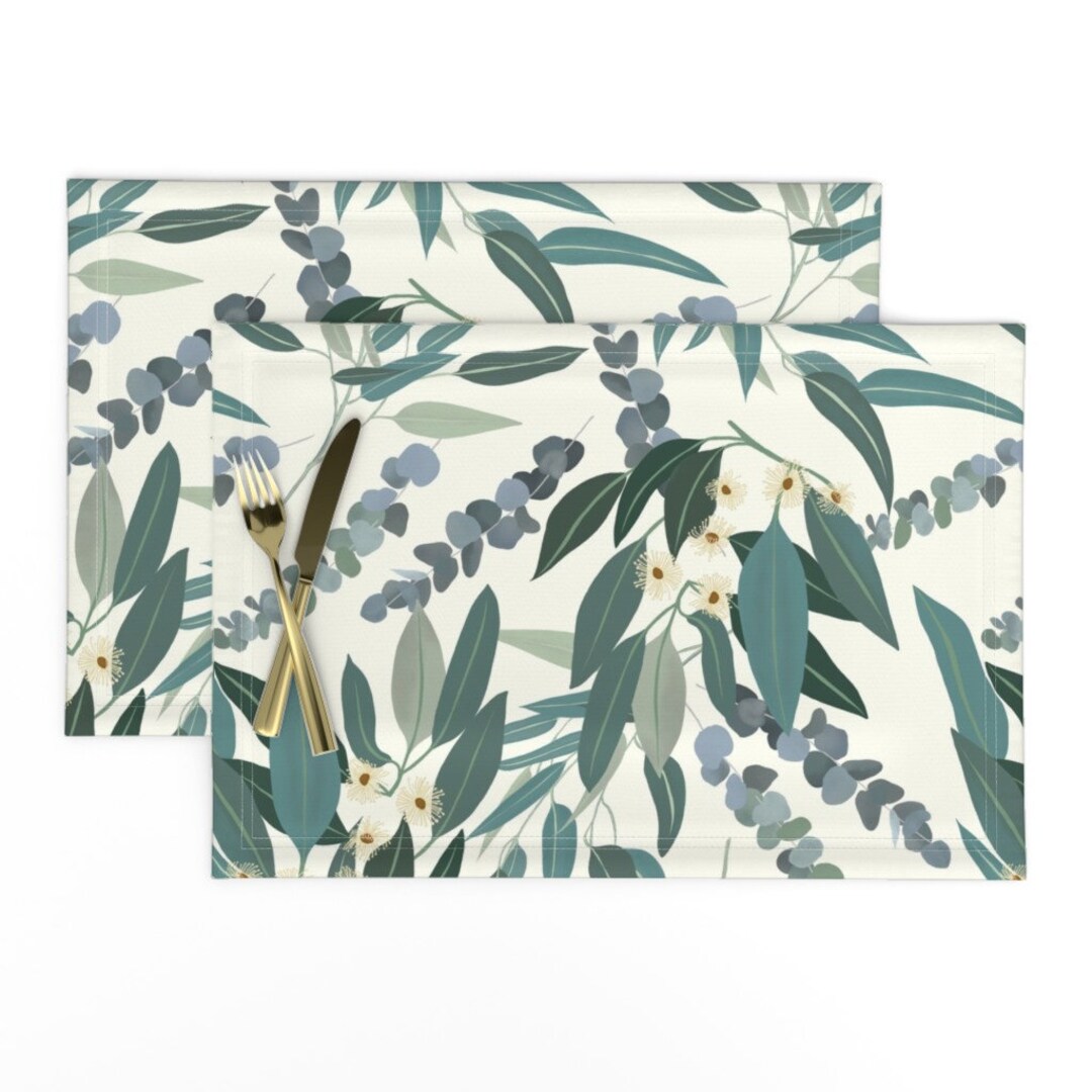Muted Sage Green Placemats set of 2 Eucalyptus Light by Etsy