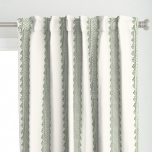 Sage Green Stripe Curtain Panel - Clarabelle Soft Green by danika_herrick - Traditional Classic Custom Curtain Panel by Spoonflower