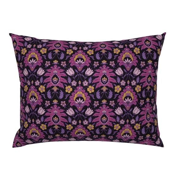 Damask Pillow Sham Boho Floral Tile Pink and Mustard by Etsy