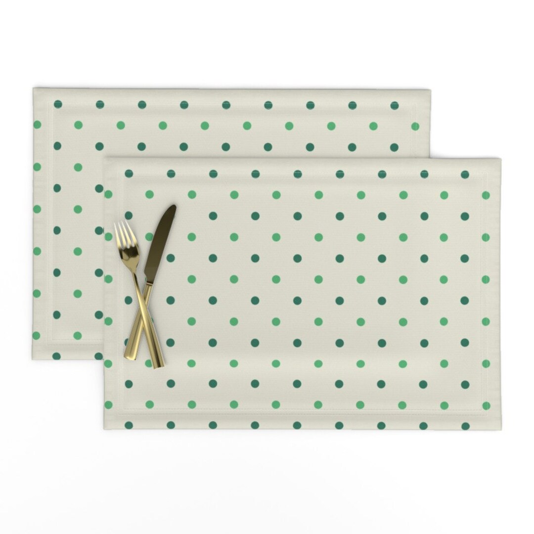 Emerald Green Placemats set of 2 Green Polka Dots by Etsy