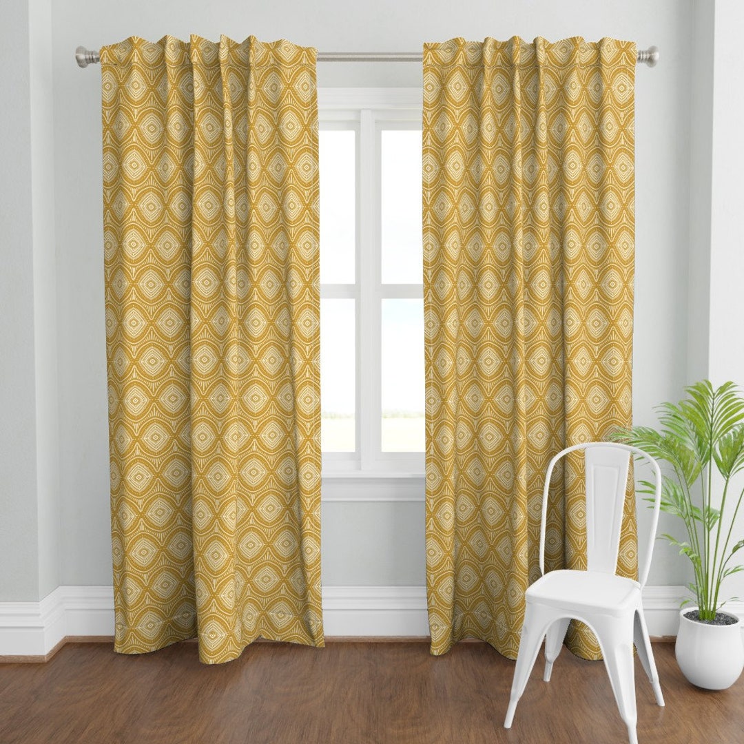 Bohemian Summer Curtain Panel Boho Mustard by Designdn - Etsy