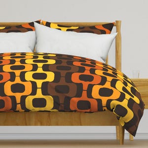 1970-talssängkläder - Mid Century av artistkierstan - Ogee Mid Mod Mcm Storskalig Jumbo Bomullssatin Påslakan ELLER Örngott av Spoonflower