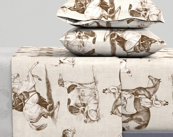 Traditional Sheets - British Equestrian Toile by perrinphilippa - British Countryside Classic Cotton Sateen Sheet Set Bedding by Spoonflower