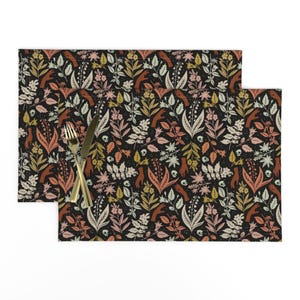 Gothic Botanical Placemats (Set of 2) - Poison Garden by anda - Autumn Night Garden Poisonous Flowers Cloth Placemats by Spoonflower