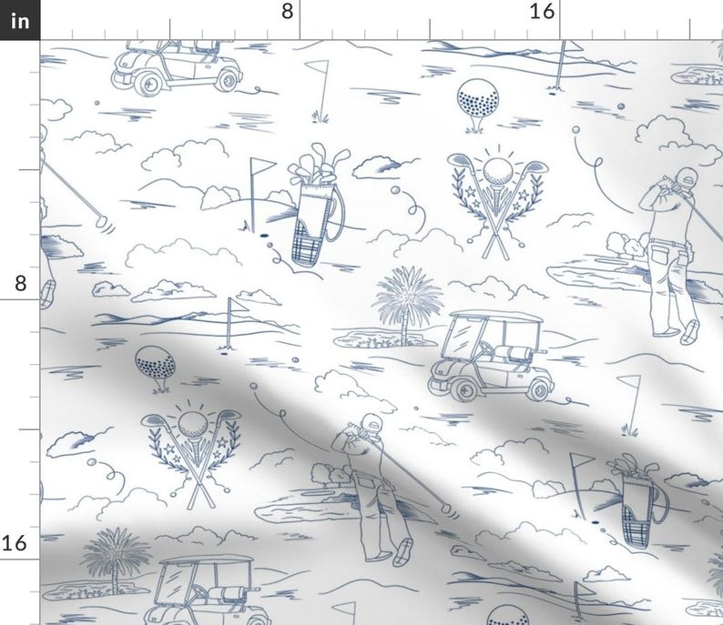 Spoonflower Golf Heaven Toile Dinner Napkins - Thumbnail 3