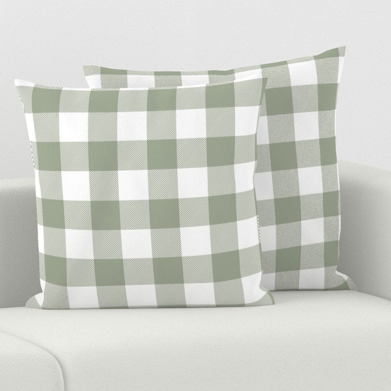 Sage Green and White Throw Pillow Sage Buffalo Plaid by Etsy