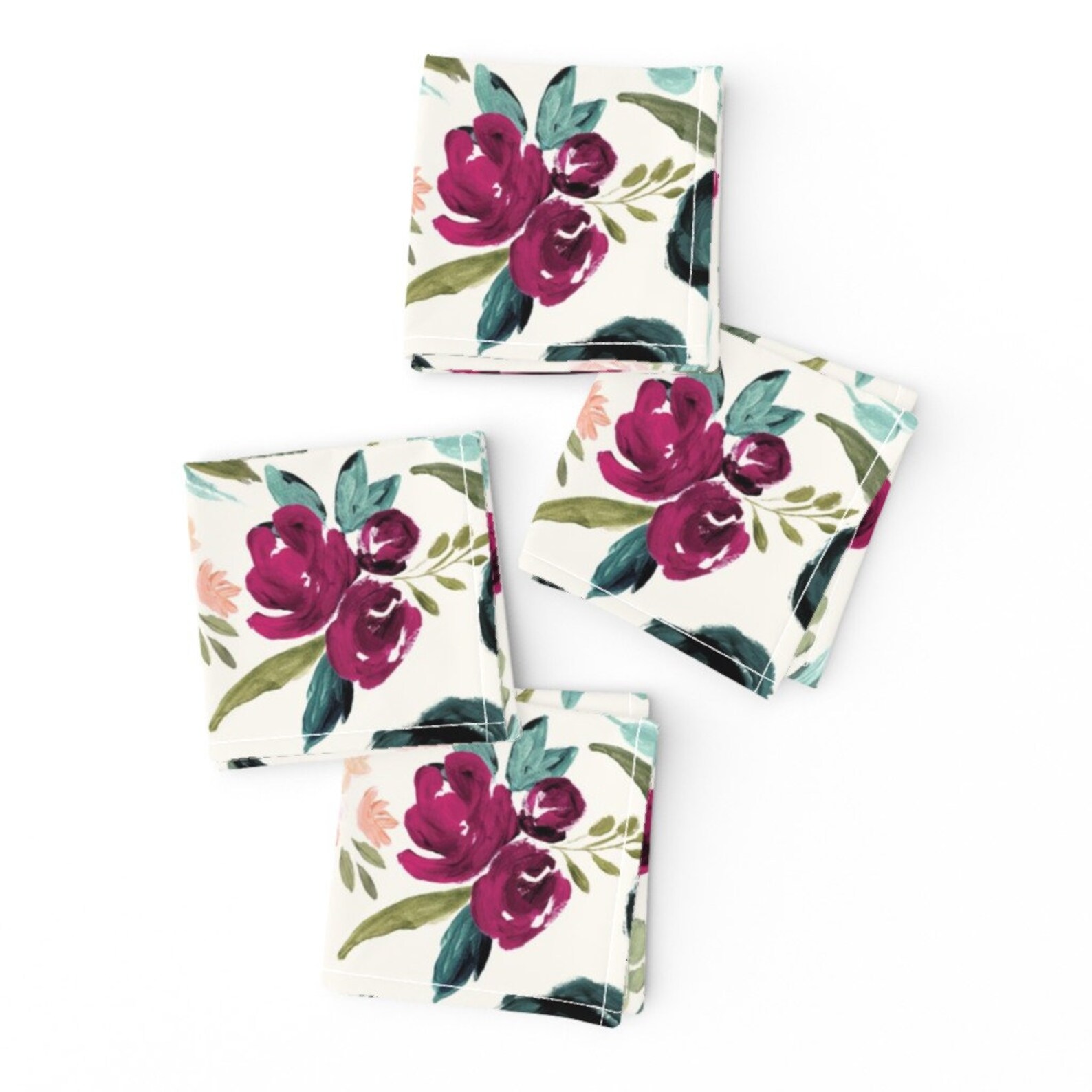 Boho Floral Cocktail Napkins Set de 4 Valentina Rosepink Etsy