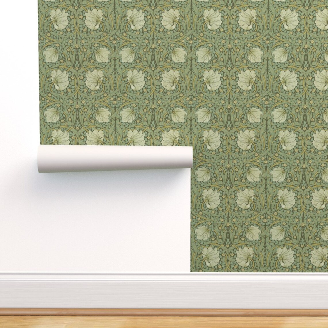 Green Vines Wallpaper Pimpernel Garden by Peacoquettedesigns - Etsy