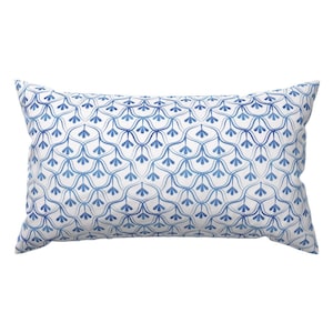 Blue And White Accent Pillow - Blue Christmas by selmacardoso - Decorative Winter Blue Flowers Rectangle Lumbar Throw Pillow by Spoonflower